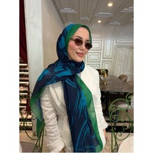 Meda Scarfs Lacivert-Yeşil Çizgi Desen Tesettür Şal-Eşarp | Mosslight