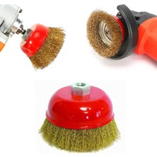 Mucit Home Çanak Vidalı Dalga Telli Fırça 75MM Saçaklı Çelik Çanak Tel Fırça Matkap Ucu Pas Boya Sökücü