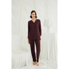 Will Like Uzun Kollu Boydan Düğmeli V Yaka Pijama Takımı