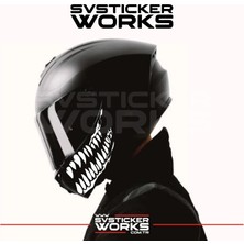 Sv Sticker Works Ağız Diş Köpekbalığı Sticker Kask Vizör Sticker Tüm Kasklar Uyumlu 2 Adet Sağ Sol