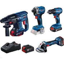 Bosch Gbh 180-LI + Gdr 18V-215 + Gsr 185 + Gws 18V-8 + Gba 18V 4.0 Ah Akü x 4
