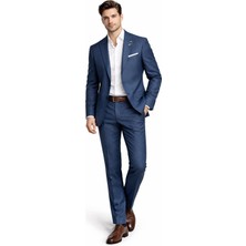 Suitmen Erkek Silim Fit Yelekli Çift Yırtmaçlı Takım Elbise BGL-ST05327