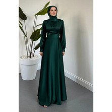 Merven Akyüz Ruby Grace Çapraz Saten Abiye Zümrüt