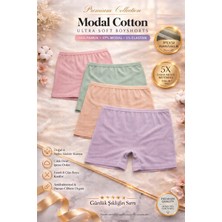 Süsen Lingerie 4 Adet Pastel Renkli Modal Ribana Kız Çocuk Pamuklu Boxer, Kız Çocuk Günlük Kaliteli Boxer
