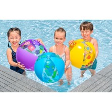 Toha BESTWAY34 cm Şişme Deniz Topu Çocuk Plaj ve Havuz Topu Renkli Desenli