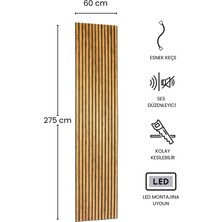 Dekoryap Teak Akustik Mdf Çıtalı Duvar Paneli 60CM x 275CM