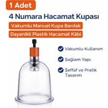 Hsc Bilişim 4 Numara Hacamat Kupası 1 Adet Vakumlu Manuel Kupa Bardak Dayanıklı Plastik Hacamat Kabı