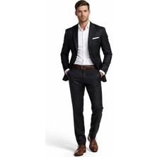Suitmen Erkek Silim Fit Yelekli Çift Yırtmaçlı Takım Elbise BGL-ST05327