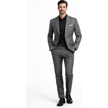 Suitmen Erkek Silim Fit Yelekli Çift Yırtmaçlı Takım Elbise BGL-ST05328