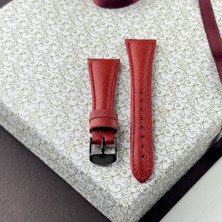 Kuzgun Deri Samsung Galaxy Watch 4 5 6 7 40 44MM Fe Uyumlu Watch 3 41MM, Gear, Sport, Active 2 Serileriyle Uyumlu Saffiano Deri El Yapımı 20MM Akıllı Pimli Saat Kordonu, Galaxy Watch Kadın Kordon