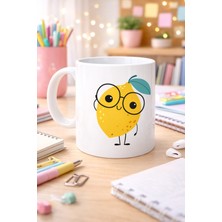 Hsc Bilişim Sevimli Limon Tasarımlı Porselen Kupa Model 121 – Gözlüklü Tatlı Limon Figürlü Kahve & Çay Kupası