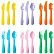 IKEA Kalas Çocuk Çatal Kaşık Bıçak Seti, Çok Renkli, 18 Parça