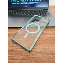 Epro Samsung Galaxy S22 Ultra Uyumlu Magsafe Şarj Özellikli Arkası Şeffaf Yanları Renkli Esnek Lüks Kılıf