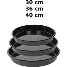 abnturk 3 Adet Kaliteli 30-36-40CM Boyutlarında Yuvarlak Emaye Fırın Tepsisi Seti