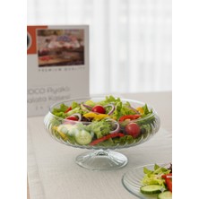 KRD Home Coco Ayaklı Cam Salata Kasesi 24 cm | Büyük Boy Cam Meyve, Tatlı ve Sunum Kasesi