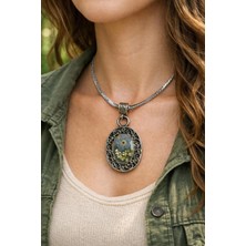 Gerçek Beni Unutma Çiçeği Antik Çerçeve Tasarım Kolye