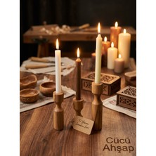 Cücü Ahşap 3’lü El Işçiliği Şamdan Seti