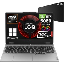 Lenovo Loq 15AHP10WZ23 Aı Amd Ryzen7 250 32GB 2tb RTX5060 (100WATT) Fhd 15.6 IPS 144Hz Windows 11 Home Gaming Taşınabilir Bilgisayar - Xxl Mouse Pad
