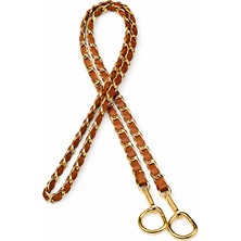 Nildenhobim Suni Derili Metal Çanta Zincir Seti Zincir Uzunluk 115 cm ( Taba Deri - Altın Renk Aksesuar )