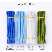 Waxera 100 Adet Mavi Şönil Seti – Okul Mavi, Açık Mavi, Beyaz ve Ordu Yeşili – 30 cm Şönil