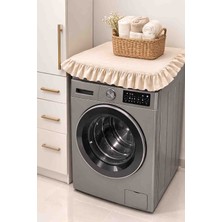 Pamuce 4 Etrafı Fırfırlı Ham Keten Bez Çamaşır Makinesi Örtüsü 65*65 cm