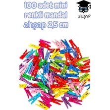 100 Adet Mini Renkli Mandal Ahşap 2,5 cm