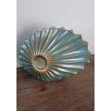 Çınar Design Dekoratif Istiridye Kabuklu Vazo & Gold Eskitme & Polsyester & 24 x 30