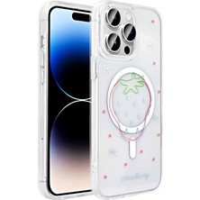 Apple iPhone 14 Pro Uyumlu Kılıf M-Safe Şarj Özellikli Şeffaf Zore Folk Sert Kapak
