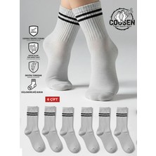 COUSEN 6 Çift Pamuklu Kolej Çorap | Çemberli | Gri | Günlük | Comfort | Egzersiz  | Fitnes | Spor