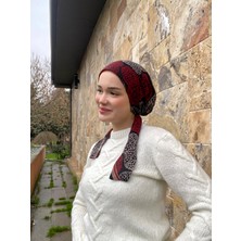 Anatölye Siyah Kırmızı Tülbent Eşarp Bone - Kaymaz Terletmez (Kaymayan)