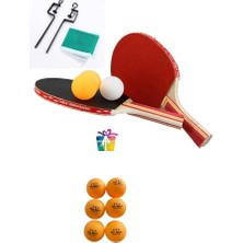 Tenis Seti Pinpon Seti 2 Raket 3 Top File Takma Aparatları+ 6 Adet Pinpon Maç Topu