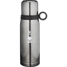 - Termos - 460ML - Koyu Gri Renk - Paslanmaz Çelik - Çift Katmanlı - 12 Saat Sıcak 24 Saat Soğuk Tutar - Bardaklı Kapak Özelliği