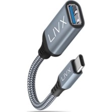 USB 3.0 To Type-C Çevirici Dönüştürücü 60W Hızlı Şarj Desteği 15 cm Kablolu Otg Adaptör Samsung Huawei Xiaomi Macbook ile Uyumlu Gri Ottca-01