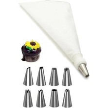 10 Parça Krema Sıkma Torbası Seti, 9 Paslanmaz Çelik Uçlu, Pasta ve Kek Süsleme Kit