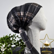 Anatölye Siyah Ekose Soft Eşarp Bone - Kaymaz Terletmez (Kaymayan)