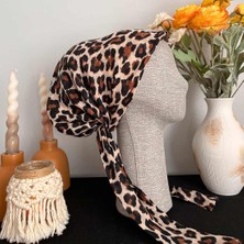 Anatölye Siyah Kahverengi Leopar Desen Tülbent Bone - Kaymaz Terletmez (Kaymayan)