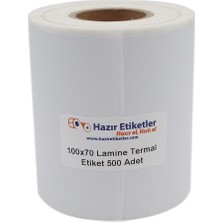Etiketler , Hazır Al Hızlı Al Lamine Termal Etiket 100MM x 70MM Ruloda 500 Adet 40MM Kuka Çapında Direk Termal Transfer Etiketi