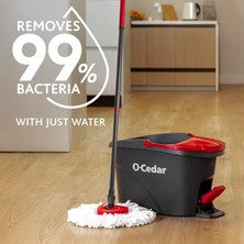 Easywring Mikrofiber Spin Mop, Kovalı Zemin Temizleme Sistemi, Kırmızı, Gri