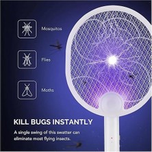 Sinek Öldürücü Raket - Yüksek Voltajlı Sinek, Haşere ve Böcek Öldürücü, Geniş Etki Alanı, Uv Işıklı Sinek Öldürücü Raket, Ev Bahçe Kamp Için Kablosuz Taşınabilir Elektrikli Sivrisinek Kovucu