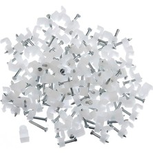 Beton Çivili Kablo Tutucu Kroşe No 2 50 Adet, Beyaz