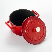 Metal Döküm Mini Tencere, 10 Cm, 0.35 L Hacim, Kırmızı