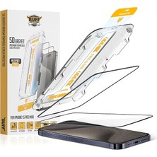 Labs iPhone 15 Serisi ile Uyumlu 5d Easyfit 2 Adet Kolay Uygulama Aparatlı Ekran Koruyucu Temperli Cam (Iphone 15 Pro Max)