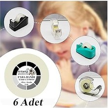Para Bandı 12MM x 33 Metre 6 Adet Artlantis Şeffaf Okul Ofis Bantı 6 Adet