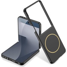 Samsung Galaxy Z Flip 7 Kılıf Wirelles Şarj Özellikli Ince Kapak Siyah