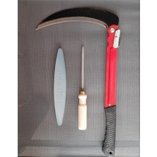 Katlanır Tırpan Ağaç Dal Ot Çalı Kesme Budama Orak ve Tırpan Taşı Eğe Bileme Seti 3 Parça Bahçe Seti