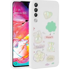 Samsung Galaxy A50 ile Uyumlu Kılıf Beyaz Tan Silikon Kapak (Samsung Galaxy A50 ile Uyumlu, Beyaz)