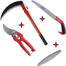 Bağ Bahçe Ağaç Dal Çalı Tarla Ot Kesme Seti Tırpan Orak Budama Makas Lazer Testere Bileme Taşı