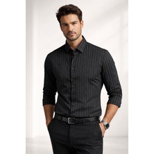 Classics Men Jet Polo Uzun Kol Slim Fit Erkek Çizgili Gömlek - 7574