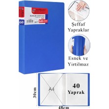 ArtMaster Mavi Sunum Dosyası 60 Lı 1 Adet Poşet Dosyalı Katalog Dosyası 60 Poşetli Kendinden Dosya Plastik Kapaklı