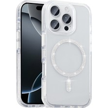 Apple iPhone 16 Pro Max Uyumlu Kılıf Taşlı Tasarım M-Safe Şarj Özellikli Zore Koment Silikon Kapak